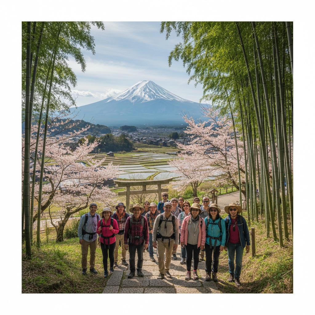 Grupo de viajeros descubriendo Japón